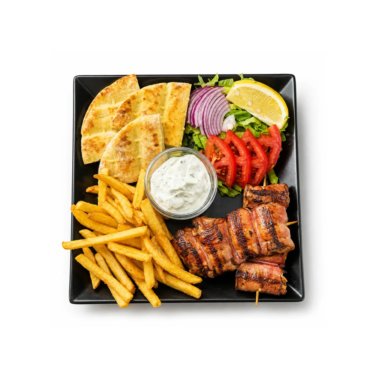 Souvlaki (frigărui de pui in bacon)